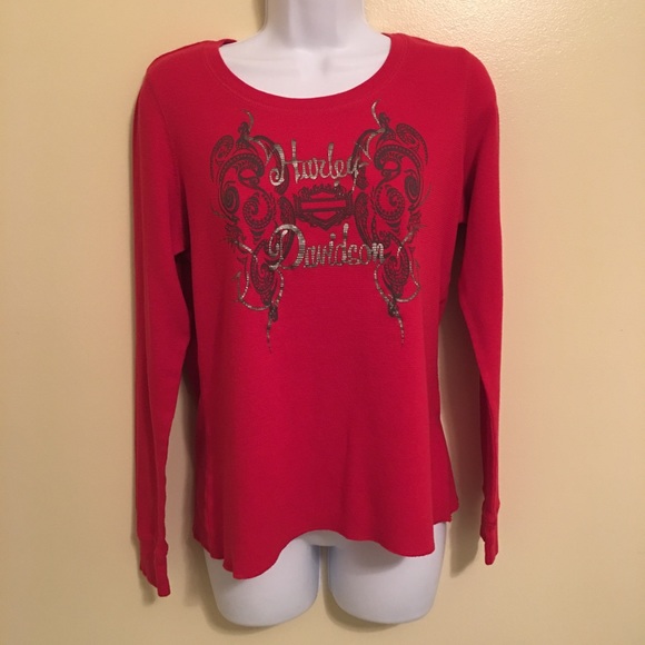 Harley-Davidson Tops - Harley Davidson Red Long Sleeve Thermal Size S